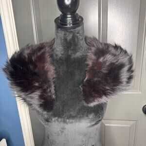 Vintage Faux Fur Detached Black Collar approx 30" long